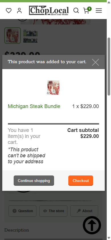 ChopLocal — Cart Drawer with Ship-Restriction Warning