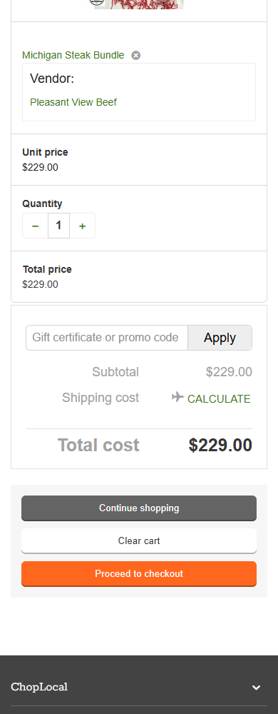ChopLocal — Cart Totals Section