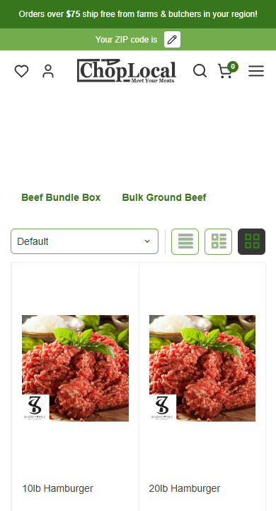 ChopLocal — Ground Beef Collection (sort but no filter)