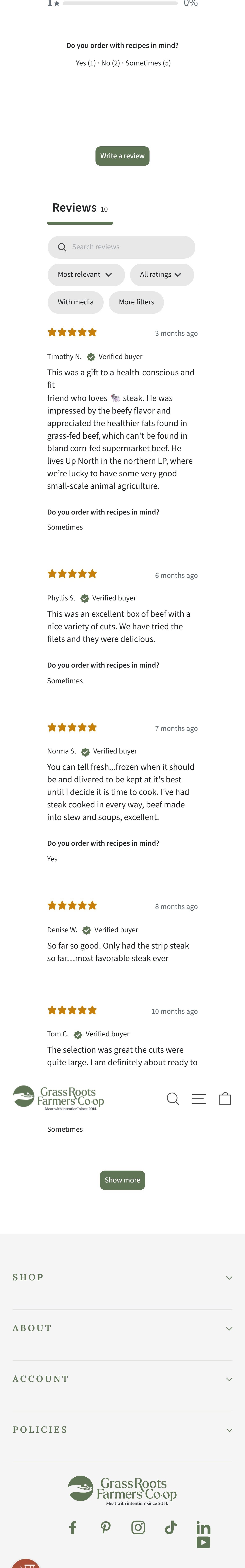 Grass Roots Coop - PDP Reviews Block